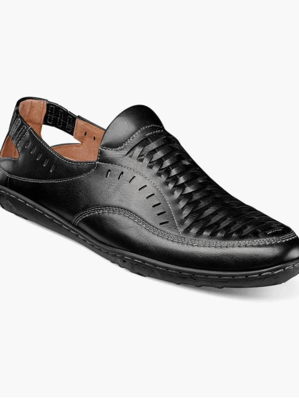 Stacy Adams Men's Black Woven Slip-On Loafers